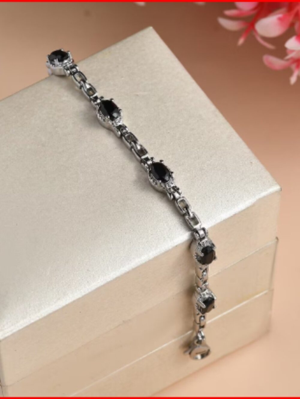 Thai Black Spinel 4.15 ctw Bracelet in Stainless Steel